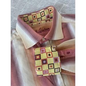 Robert Graham Shirt Mens 2XL Multicolor Stripe Long Sleeve Geometric Trim Casual